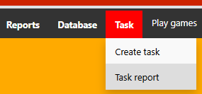 The task report menu option selected from the task menu.